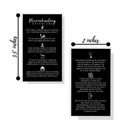 Microshading Aftercare Card | 50 Pack | 2x3.5" inches Business Card Size | Brow PMU Brow Artist Powdered Brow | Black with White Design