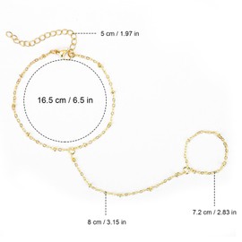 Mikovivi Hand Chain, Gold Stainless Steel Hand Chain Bracelet Stylish Ring Bracelet Hand Ring Chain Bracelet Rhinestone Finger Ring Bracelet Hand Jewelry for Girls Women