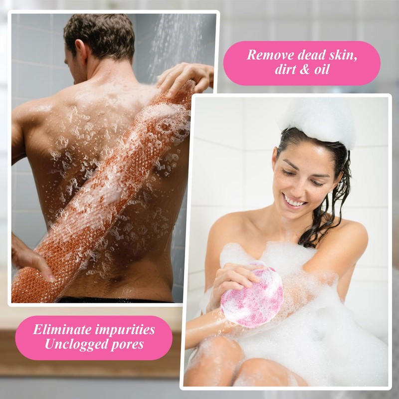 flintronic African Mesh Sponge, 4 Pieces African Exfoliating Sponge, Exfoliating
