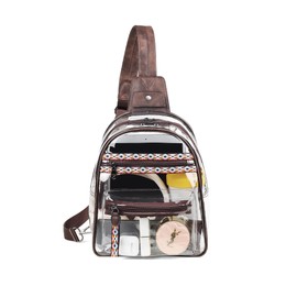 FADEON Large Clear Bag for Stadium Events, Transparent Purse Designer See Through Crossbody Sling Bags Women Stadium Approved