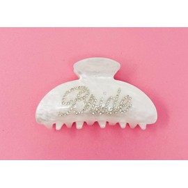 Shimmer Anna Shine Bride Hair Clip, White Claw Clip with Rhinestone Bridal Logo, Bachelorette Party Decor, Bridesmaid Gift, Wedding