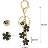 LLSME Cute Black Flower Charms Keychains with Tassel, Key Chains