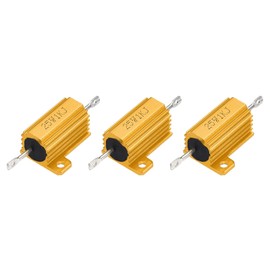 sourcing map 3pcs 25W 1K Ohm 5% Aluminum Housing Case Resistor, Wirewound Resistors Screw Tap Chassis Mounted, Gold