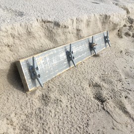 Nautical Distressed Gray over White Boat Cleat Coat Rack, Towel Rack, Hat Rack, Book Bag Rack, or Key Rack