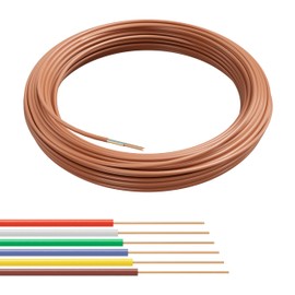 THE CIMPLE CO Thermostat Wire 18/6, 75 FT, Solid Copper, 18 Gauge, 6 Conductor, Residential, Commercial and Industrial Rated, 23 Meter, Brown