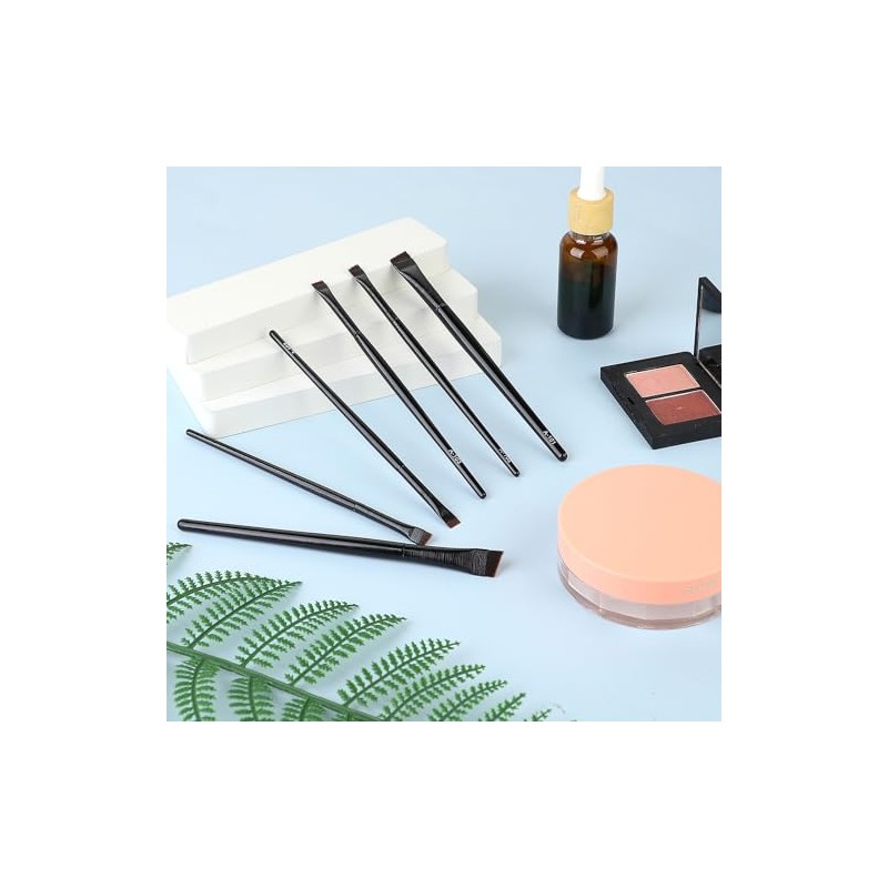 6pcs Ultra Thin Flat Eyebrow Tint Brushes - Angled Eyeliner