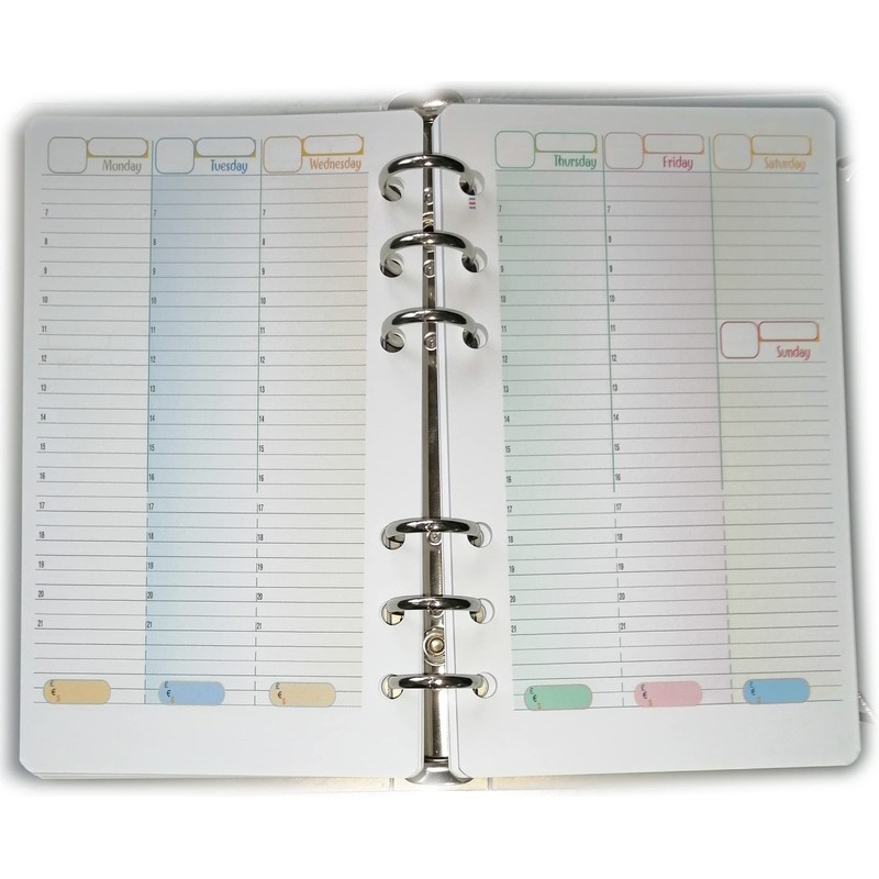 A6 Personal Refill Weekly Planner without Date 52 Weeks Paper