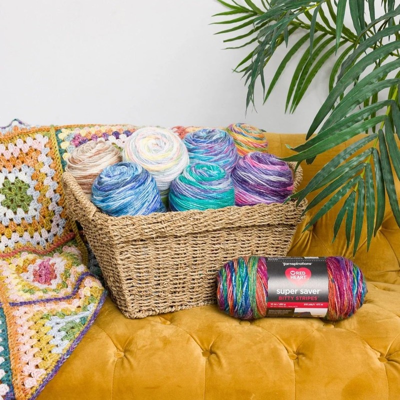 Red Heart Super Saver Bitty Stripes Seaweed