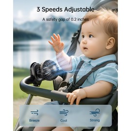 SWEETFULL Stroller Fan with Clip - Portable Mini Clip on Fan, 3 Speeds, 11Hrs Cooling, Cute Small Personal Desk Cooler for Baby Essentials, Bike Accessories, Car Seat, Umbrella, Carrier - Black