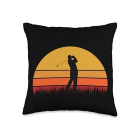 Golfing Golfer Par Course Links - Sunset Retro Throw Pillow