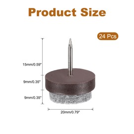 sourcing map 24Pcs Nail-on Felt Furniture Pads, Round Felt Pads Furniture Sliders Floor Protectors for Wooden Furniture Table Sofa Chair Leg (20mm, Brown)