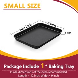 Small Toaster Oven Tray, P&P CHEF 10.4” Nonstick Toaster Oven Broiler Pan for Baking & Serving, Carbon Steel Core, Sturdy & Healthy, Easy Clean & Oven Safe