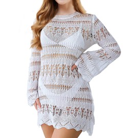 Penny Esther Swimsuit Coverup for Women Crochet Swim Cover Up Bathing Suit Cover up for Women Mesh Knit Beach Cover up
