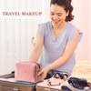 COSHAYSOO Travel Makeup Bag Quilted Make Up Pouch Initial Cosmetic