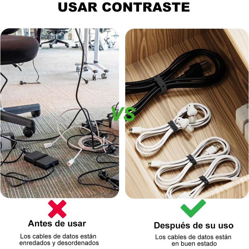 15 Piezas Organizador de Cables, Silicona Sujeta Cables Reutilizable Lavable,