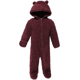 Hudson Baby - Forro polar unisex para dormir y jugar, Borgoña, 9-12 meses