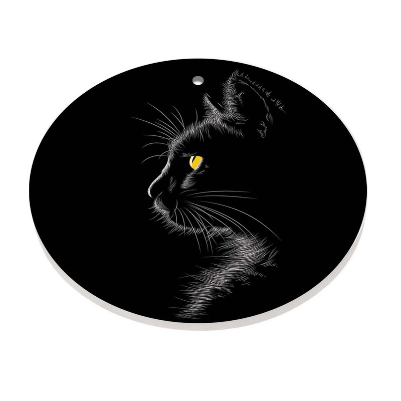 Black Cat Christmas Ornaments,Xmas Tree Hanging Ornaments Ceramic Keepsake