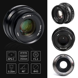 7artisans 35mm f1.2 Mark II APS-C Larger Aperture Prime Lens Compatiable for Canon Eos-M1 Eos-M2 Eos-M3 M5 M6 M10 M50 (New Version)
