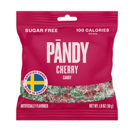 PANDY, Swedish Sugar Free Candy, Cherry (1.8 Ounce Bags, Pack of 4) - Diet Candy, Healthy Candy, Keto Gummy Candy, Low Calorie Sweets