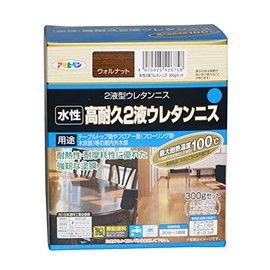 Asahipen Paints, Paints, Water-based, Durable, 2-Part Urethane Varnish, 10.6 oz (300 g) Set, Walnut, Water-based, Varnish, Low Odor, Glossy, Strong Coating Film, Heat Resistant, Abrasion Resistant,