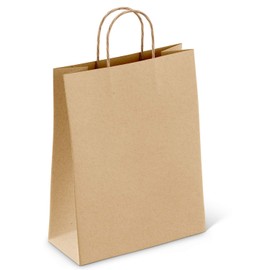 AME D'ESSENCE (25 pcs) Kraft Brown Paper Bags w/Handles Reusable Grocery Bags Great Gift Bag Recyclable Shopping Bags Large Size 13.0" L x 7.0" W x 17.0" H