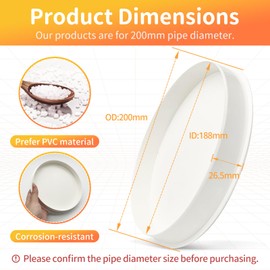 Sleeve Plug for KG Pipe DN 190 - Ventilation Pipe Cover for Pipe Lid 190 mm, Pipe Cover Cover, PVC Cover Cap, Waste Water Pipe Lid End Cap, Pipe Stopper for Drainage Pipes