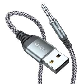 Adaptador USB a conector de audio TRS de 0.138 in, (3.3 pies) macho a cable de audio estéreo AUX de 0.138 in, convertidor USB a AUX trenzado de nailon para PC, laptop, Windows, auriculares