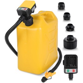 SKYJDM Fuel Transfer Pump with Auto-stop Sensor and 4 Tank Adapter, 2.4GPM 51" Hose Battery-Powered Portable Liquid Pump for Gasoline & Diesel Oil (Yellow)