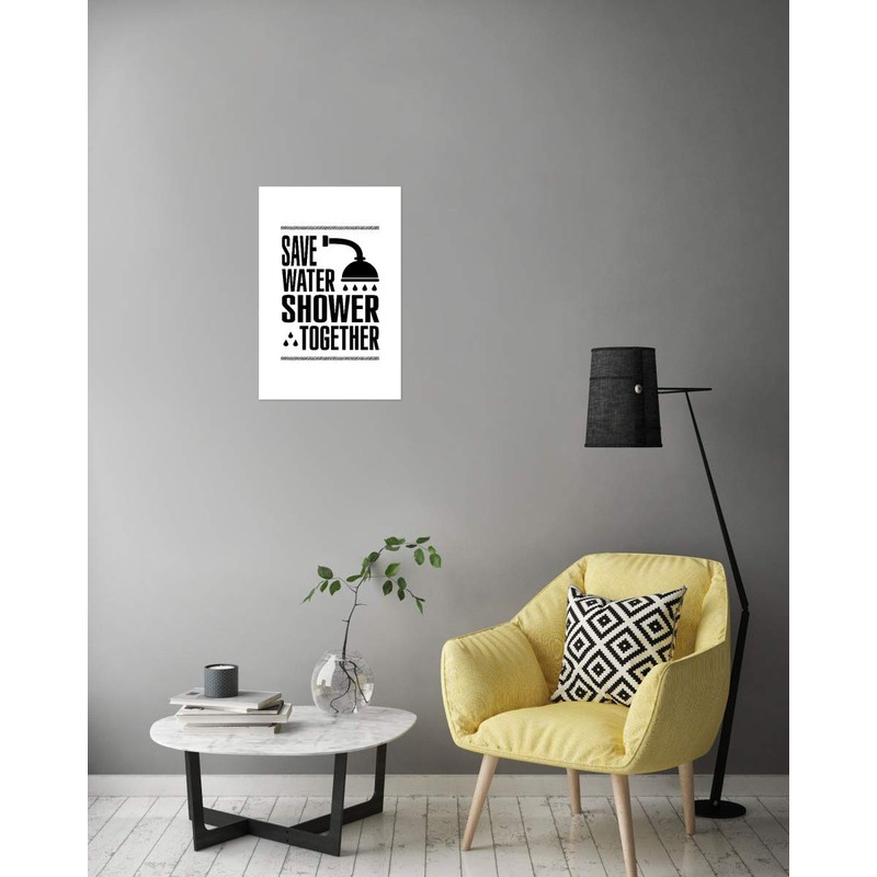 artboxONE Poster Typography Save Water Shower Together Funny Bathroom Signs,