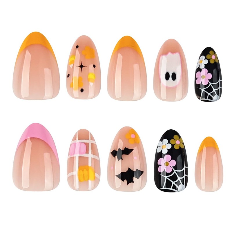 Halloween Nails Press ons Short Almond Fake Nails