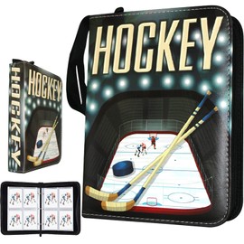 Hockey Card Binder 400 Pockets, Trading Card Binder 4 Pocket with 50 Removable Sleeves Fits 400 Sport Cards, 3 Ring Card Holder Binder with Zipper, Collector Storage Album