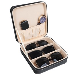 Ticacos Travel Sunglasses Organizer, Premium Sunglass Travel Case for Multiple Pairs, Sunglasses Storage with 3 Slots, Portable Multiple Glasses Travel Case for Women, Men