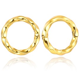 LADEMAYH 2Pcs Stainless Steel Ear Weights & Hangers Gauge Earrings - Perfect Fit for 6g to 1inch, Heart, Hoop Design Dangle Gauges for Unique Pierced Ears Looks, 04mm=6g, Stainless Steel, no gemstone