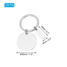 PATIKIL Engravable Metal Keychain Stamping Blanks, 25 Pcs Stainless Steel Stamping Blanks Tags Metal Blank with Key Ring for Laser Engraving DIY Crafts Nameplate, Silver Tone