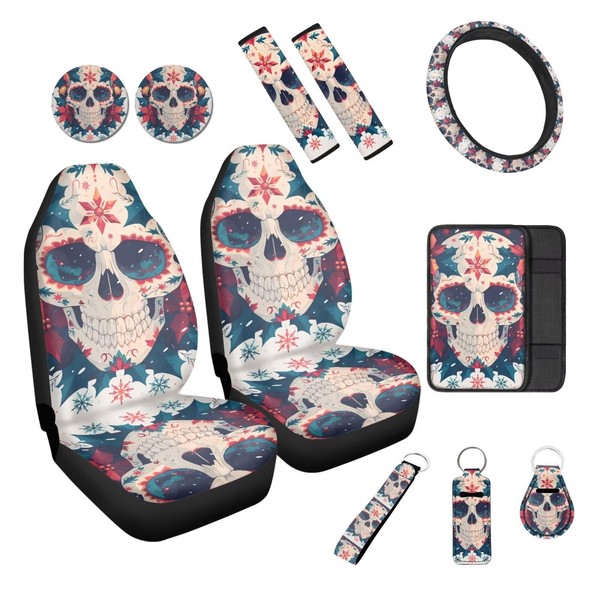 Semiouray Skull Gothic Painting 11 Pieces of Pattern Car Seat