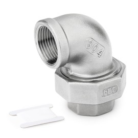 ERGAOBOY 2 PCS 304 Stainless Steel 90 Degree Elbow Union，3/4" BSP Female x 3/4" BSP Female Pipe Fitting for Water/Oil/Gas