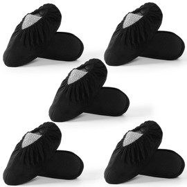 WUFANC Reusable Shoe Covers Shoes Non-Slip and Wear-Resistant Washable in Machine – Overshoes for Various Places such as Carpets in the Home, Black-5 Pair