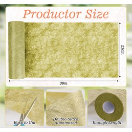 Anstore White & Gold Table Runner, 30M x 23 cm Non-woven Table Runner Roll with 150pcs Rhinestone, Gift Floral DIY Wrapping Table Ribbon Decoration for Event Wedding Christmas Party Communion