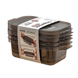 Yutry&lyin 3PCS Rectangle Plastic Food Storage Box Sets with Lids, Container Sets, Freezer Storage, Meal Prep Containers Reusable, Use for School,Work and Travel, 600ML Per Box. (Grey, Middle Size)