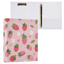 KJIZMO Daisy and Strawberry 3 Ring Binder 1.5 Inch Round Ring Binder Organizer with Clear View Pocket for Office Supplies-1Pack