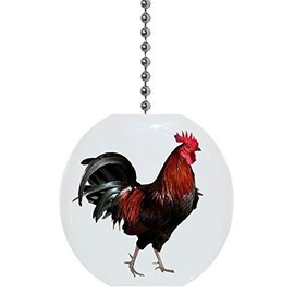 Gorgeous Rooster Solid Ceramic Fan Pull