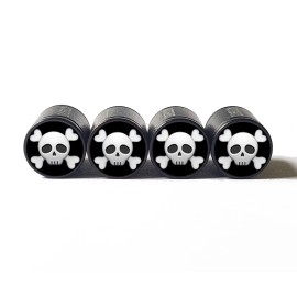 AutoValveCaps Skull and Crossbones Tire Valve Stem Caps - Set of Four - Fits on all Vehicles
