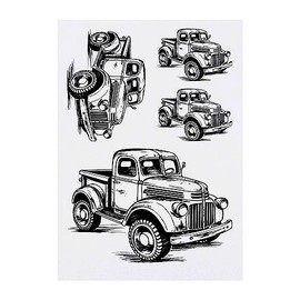 4 x 'old truck' Temporary Tattoos - Water Resistant, Skin-Safe, Non-Toxic Transfers, Mixed Sizes (TO00060652)
