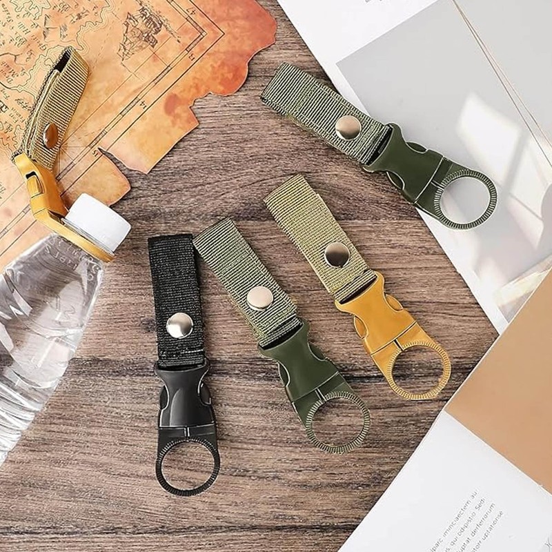 ペットボトルホルダー カラビナ付き ペットボトルカバー 散歩 アウトドア 折り畳 ブラック 軽量 携帯便利 分離