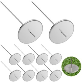 Tandefio 10 Pack Stainless Steel Low Profile Property Markers 10 Inch Flat Boundary Stakes Survey Markers Property Stakes 3 Inch Wide Plaque x 10inch Long Anchor