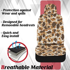 MAKLUVL 2 Packs Tan Duck Camo Car Seat Covers with Matching Headrest Universal Fit Most Vehicles, Automotive Camo Interior Accessories Fits Most Cars, Sedans, Vans, and Trucks