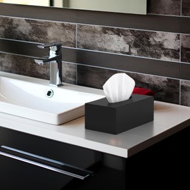SILUT Tissue Box Cover Rectangle, Tissue Box Holder, Acrylic Tissue Box Cover, Tissue Holder Frosted Texture for Bathroom, Home, Restaurant, Kitchen - Black