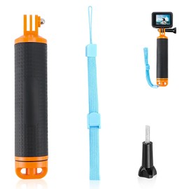 Floating Hand Grip for Action Cameras – Waterproof Handle Grip Compatible with EK7000/Brave 4/Brave 7 LE/Gopro Hero 12/11/10/9/Max/DJI Osmo Action, Anti-Slip Floating Stick for Water Sports