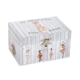 Musical Ballerina Jewelry Box - Music Box with Spinning Ballerina, Ballet Birthday Gifts, Jewelry Boxes, 6 x 4.7 x 3.5 in - white