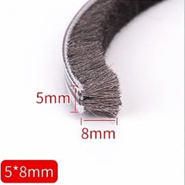 Soezy 16 Ft (5m) 196 Inch Sliding sash Windows Doors Tape Pile Draught excluder Brush Seal Strip weatherstrip 5mm x 8mm (3/16 5/16 Inch, Gray)